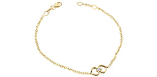 Pulsera de tenis en forma de corazón con diamantes de 0,04 quilates en oro amarillo de 10 quilates, 7"