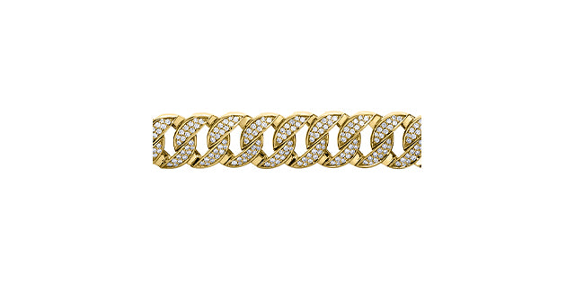 Pulsera de eslabones cubanos con diamantes de 3,00 quilates en oro amarillo de 10 quilates