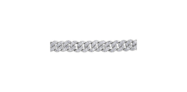 10K White Gold 2.00cttw Miami Cuban Link Tennis Bracelet - 7.25"
