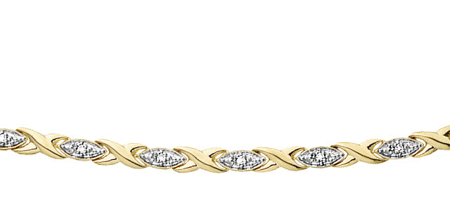 10K Yellow Gold 0.10cttw Diamond Tennis Bracelet