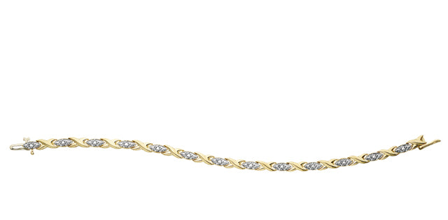 Brazalete de tenis con diamantes de 0,10 quilates en oro amarillo de 10 quilates