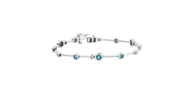 Blue Topaz &amp; Diamond Tennis Bracelet