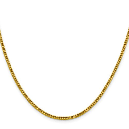 14K Yellow Gold 2.2mm Semi-Solid Franco with Lobster Clasp Chain