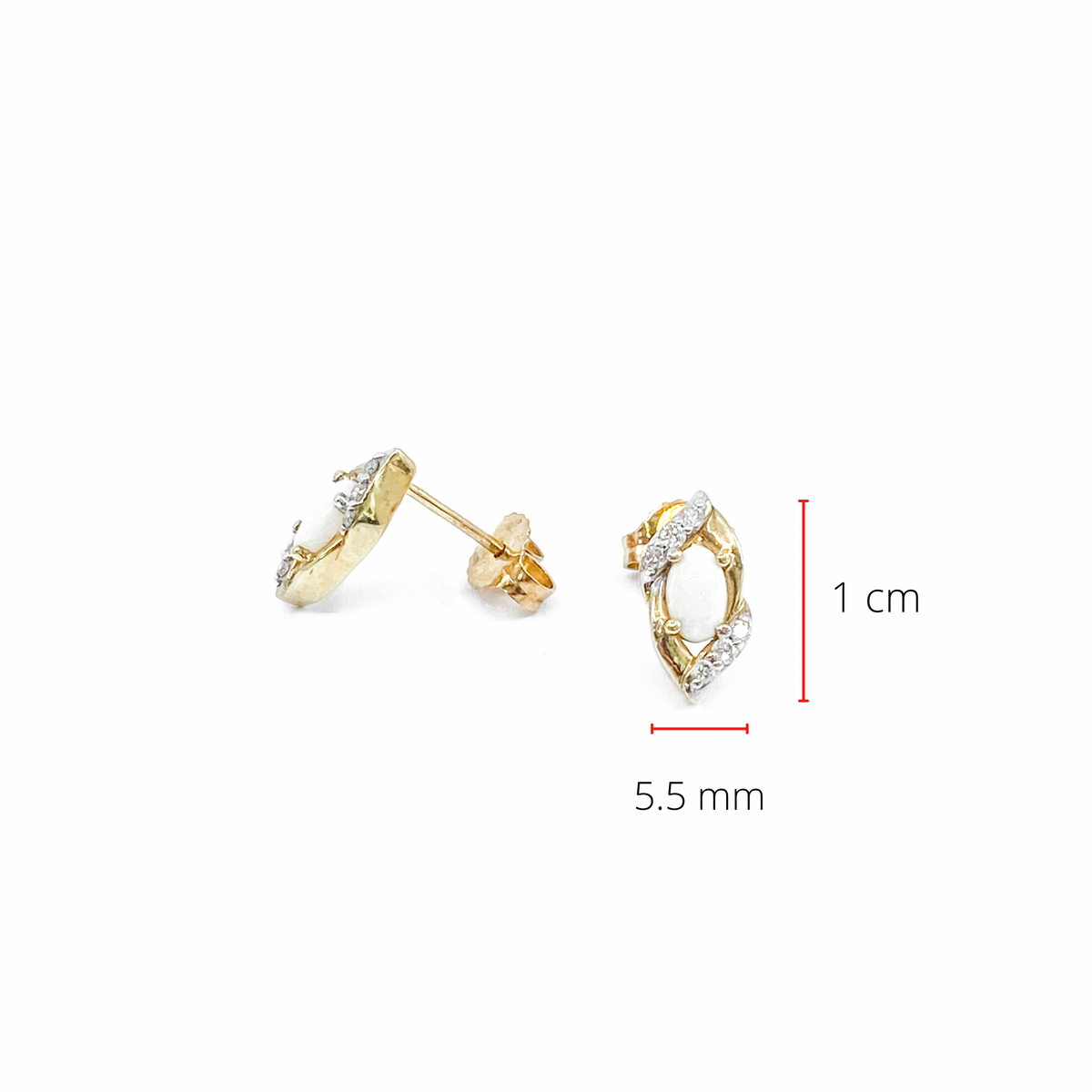 10K Yellow Gold 0.15cttw Genuine Opal and 0.10cttw Diamond Earrings
