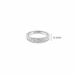 14K White Gold 1.00cttw Princess Cut Diamond Channel Anniversary Band, Size 6.5
