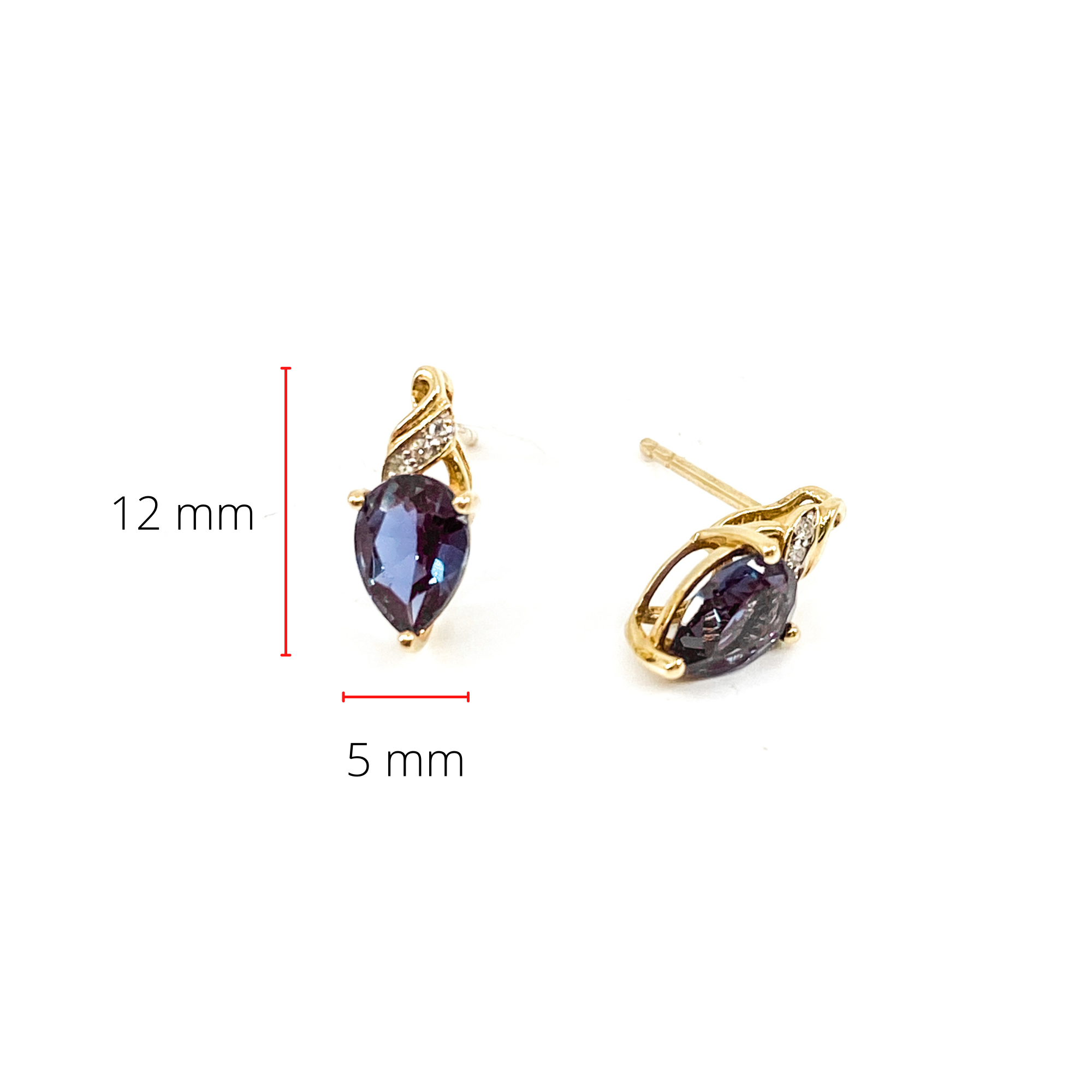 10K Yellow Gold 1.70cttw Created Alexandrite and 0.02cttw Diamond Earrings