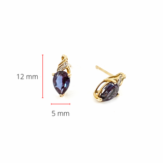 10K Yellow Gold 1.70cttw Created Alexandrite and 0.02cttw Diamond Earrings