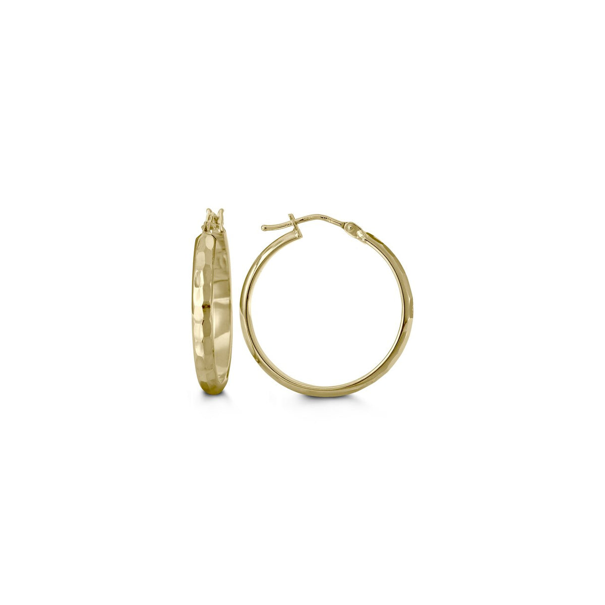 10K Yellow Gold 25mm Hammered Earrings