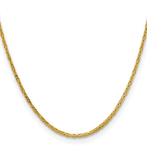 Cadena bizantina de oro de 14 quilates de 2,0 mm