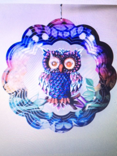 Large Metal Multi-Colour Owl Wind Spinner
