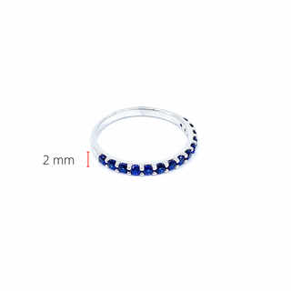 Anillo de zafiro creado en oro blanco de 10 quilates, talla 6,5