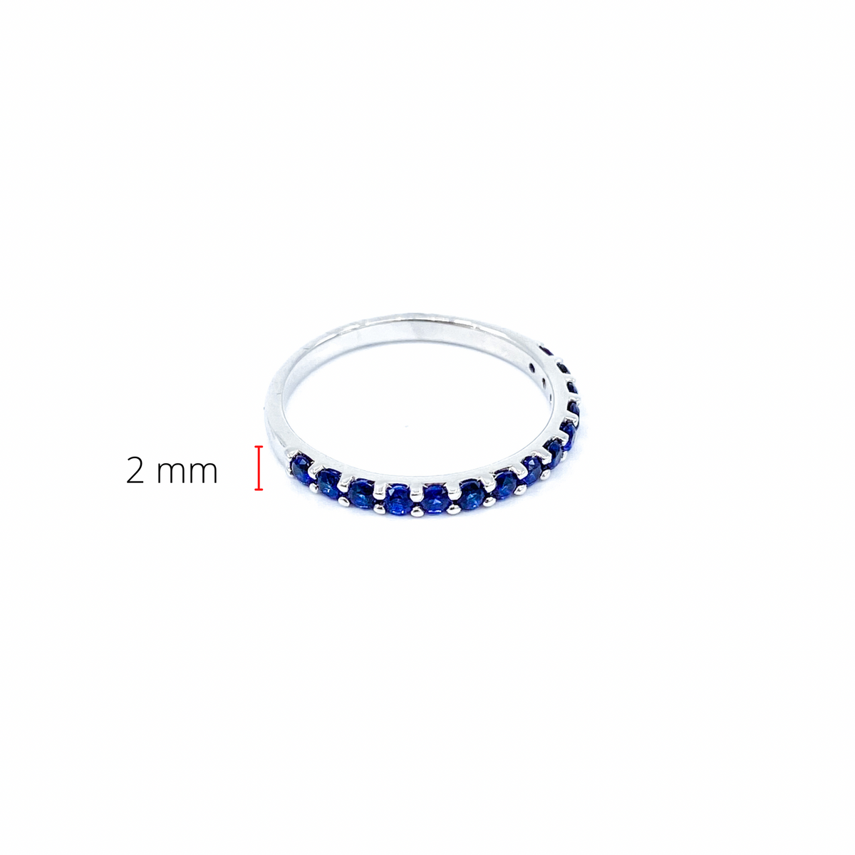 10K White Gold Created Sapphire Ring, size 6.5