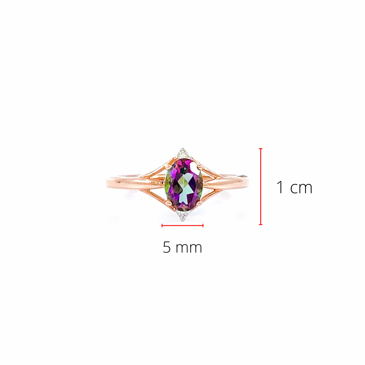 10K Rose Gold 1.00cttw Mystic Topaz &amp; 0.02cttw Diamond Ring, size 6.5