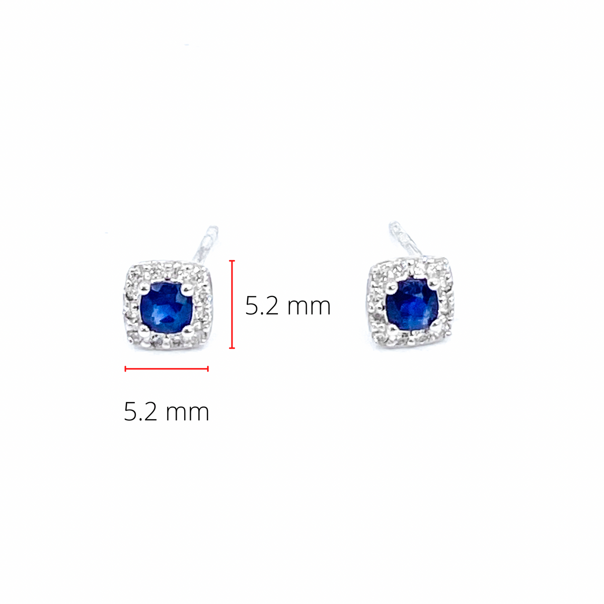 10K White Gold 0.40cttw Genuine Sapphire &amp; 0.12cttw Diamond Halo Stud Earrings