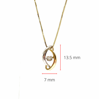 Colgante de diamantes de 0,09 quilates en oro blanco y amarillo de 10 quilates, 18"
