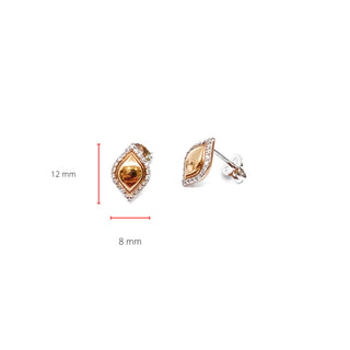 Aretes de diamantes de 0,13 quilates en oro blanco y rosa de 10 quilates