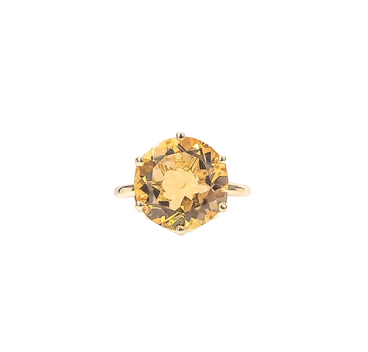 10K Yellow Gold 12mm Citrine Ring - Size 7