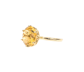 Anillo de oro amarillo de 10 quilates con citrino de 12 mm - Talla 7