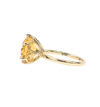Anillo de oro amarillo de 10 quilates con citrino de 12 mm - Talla 7
