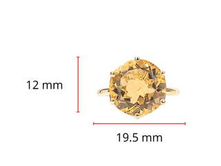 Anillo de oro amarillo de 10 quilates con citrino de 12 mm - Talla 7
