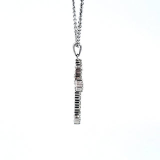 Colgante de cruz de diamantes de 0,85 quilates en oro blanco de 10/14 quilates, 18"