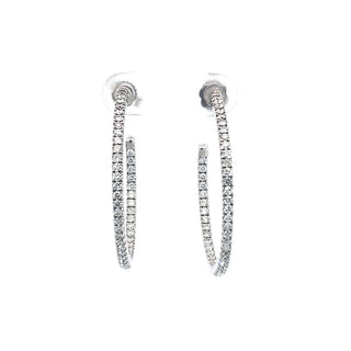 Aretes tipo argolla con diamantes de 0,74 quilates en oro blanco de 14 quilates