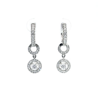 Aretes colgantes de diamantes de 0,93 quilates en oro blanco de 14 quilates