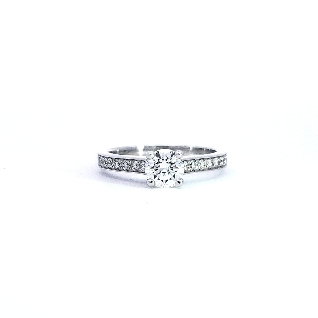 14K White Gold 0.94cttw Round Brilliant Cut Diamond Engagement Ring