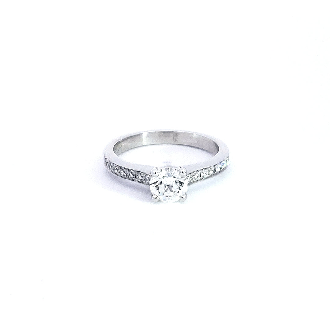 14K White Gold 0.94cttw Round Brilliant Cut Diamond Engagement Ring