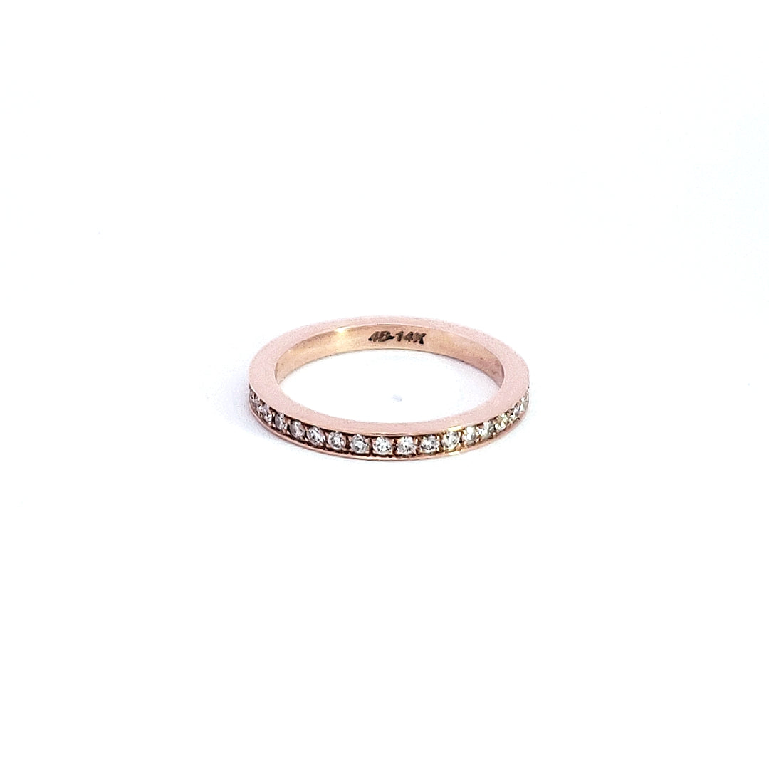 Anillo de eternidad con diamantes de 0,40 quilates en oro rosa de 14 quilates, talla 6