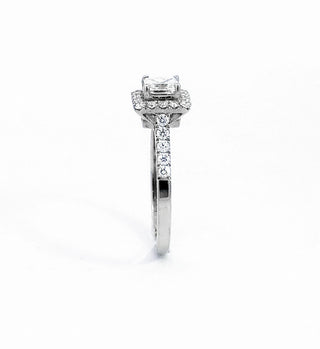 14K White Gold 0.99cttw Princess Cut Diamond Halo Engagement Ring