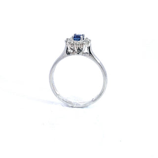 Anillo de diamantes y zafiros en oro blanco de 14 quilates - Talla 6
