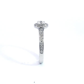 14K White Gold 0.67cttw Round Brilliant Cut Diamond Halo Engagement Ring