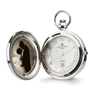 Charles Hubert Reloj de bolsillo con foto de latón y acabado cromado