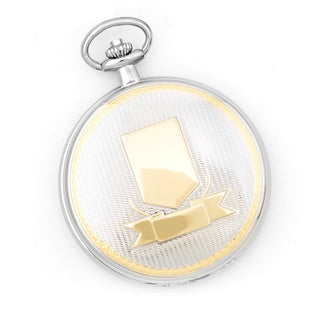 Silver and gold pocket watch on a white background