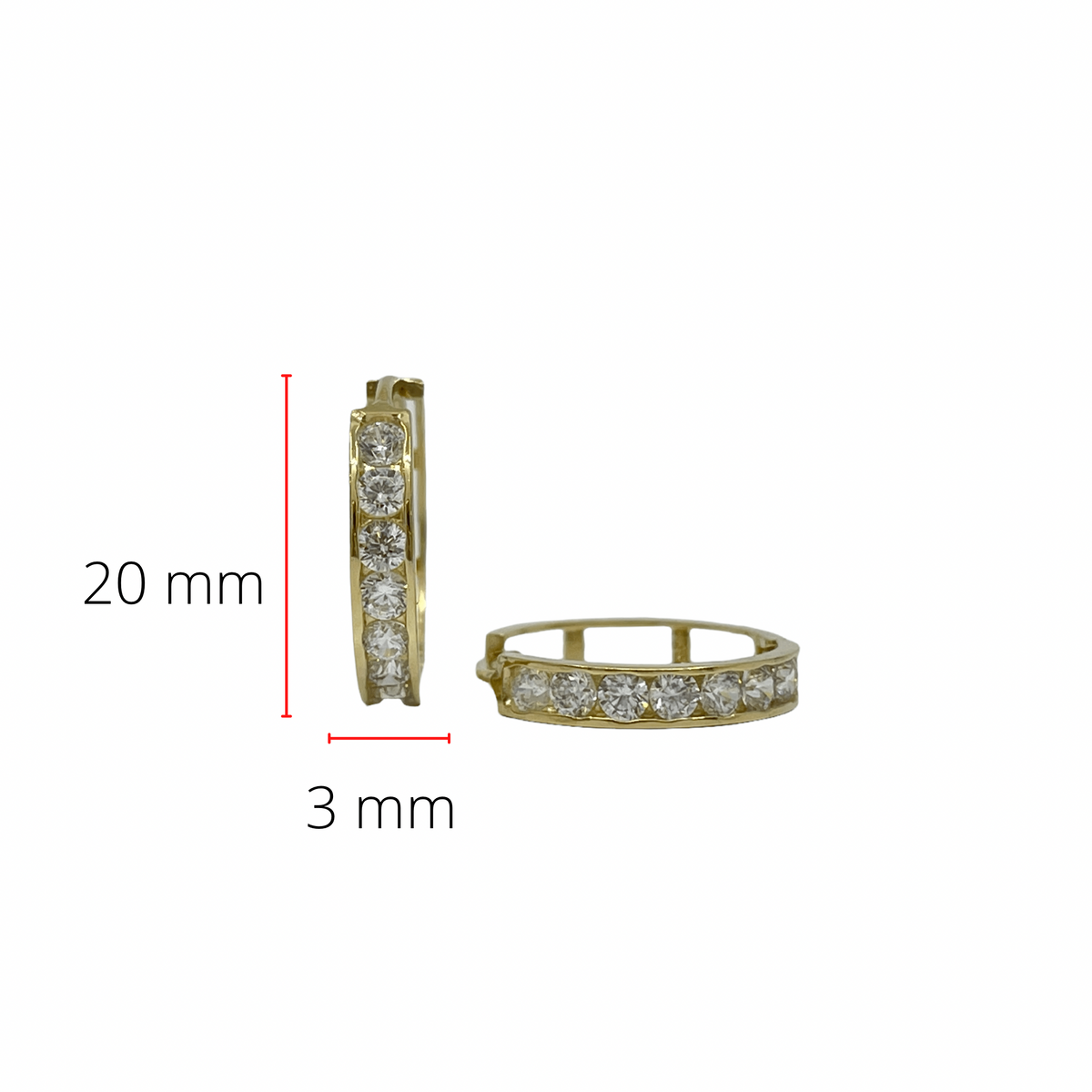 14K Yellow Gold Cubic Zirconia Huggies - 23mm