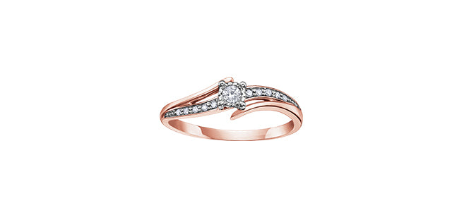 10K Rose Gold 0.10cttw Illusion Setting Diamond Engagement Ring - Size 6.5