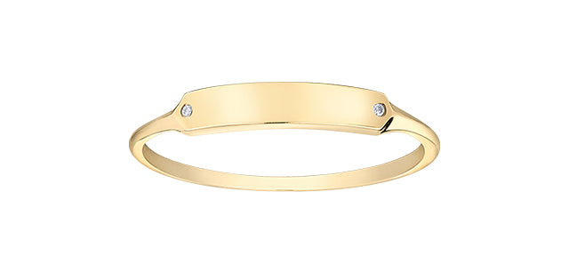 10K Yellow Gold Diamond 0.005cttw Engravable / Signet Ring, Size 6.5