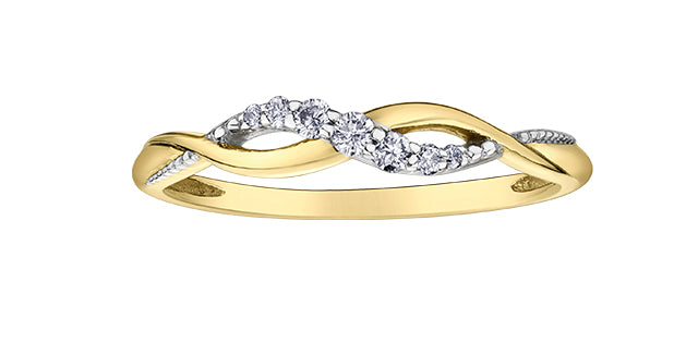 10K Yellow Gold Diamond 0.10cttw Ring, Size 6.5