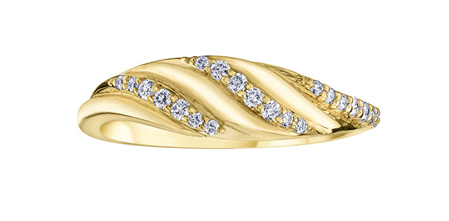 10K Yellow Gold Diamond 0.17cttw Ring, Size 6.5
