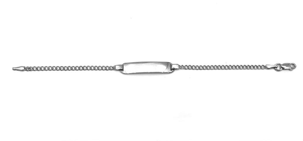 Engraveable 925 Sterling Silver Bar Baby Bracelet with Curb Link 5.5&quot;