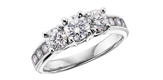 14K White Gold 0.75cttw Diamond 3 Stone (Past, Present & Future) Diamond Engagement / Anniversary Ring