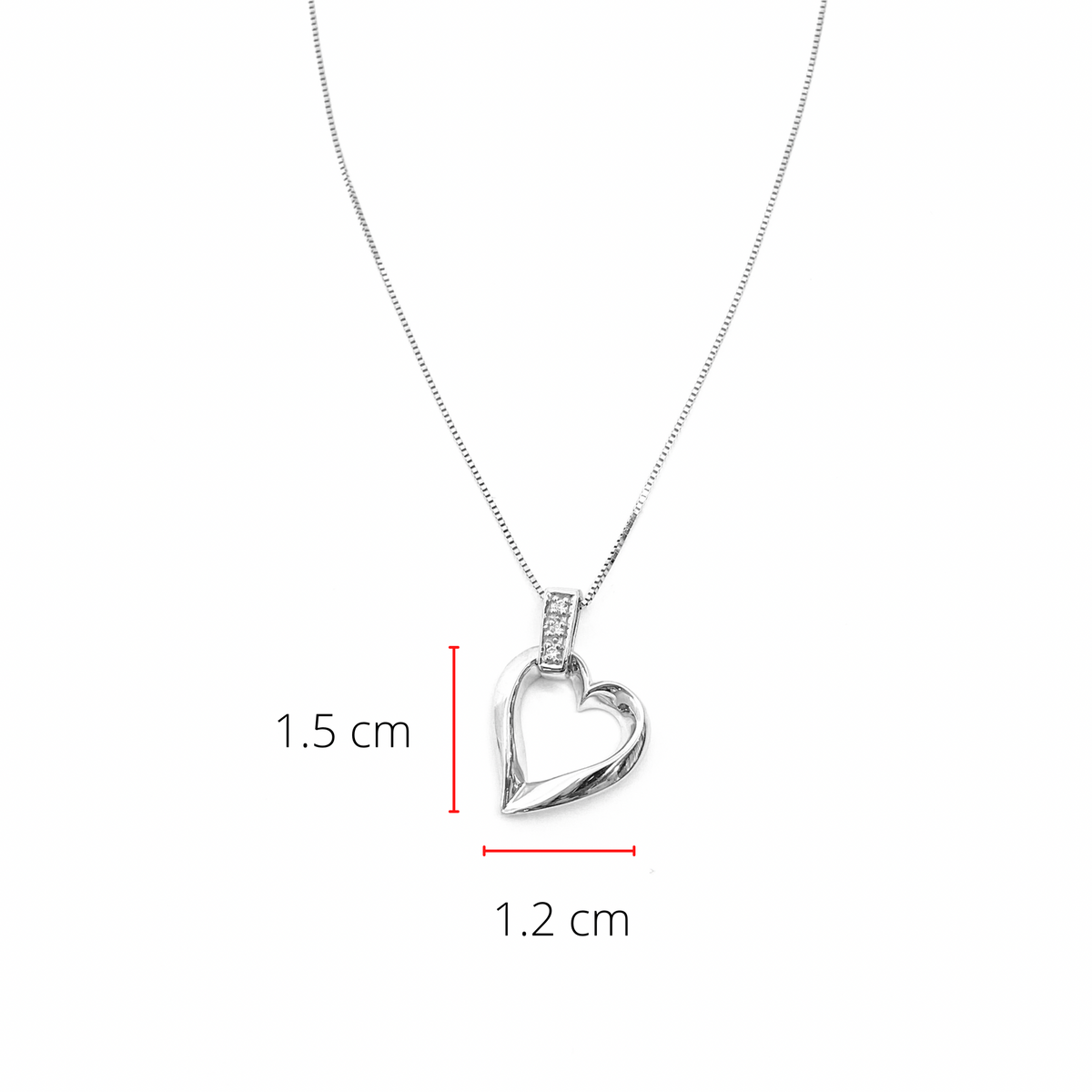 10K White Gold 0.02cttw Diamond Heart Pendant, 18&quot;