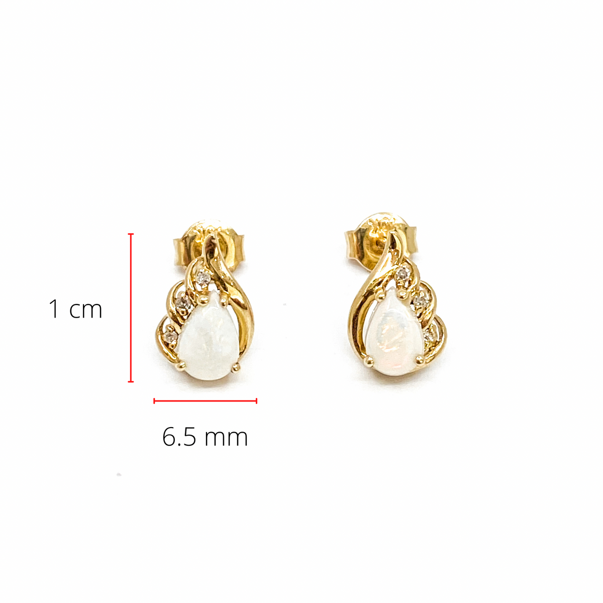 10K Yellow Gold 0.65cttw Genuine Opal and 0.03cttw Diamond Earrings