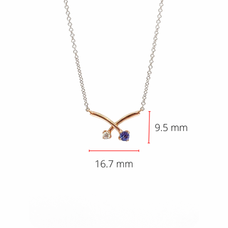 14K White & Rose Gold 0.12cttw Genuine Tanzanite and 0.05cttw Diamond Pendant, 18"
