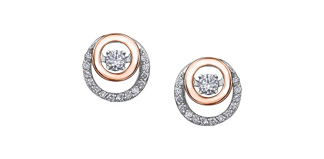 Pendientes de diamantes en oro rosa y blanco