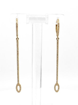 Aretes colgantes de diamantes de 0,31 quilates en oro amarillo de 14 quilates - 57 mm