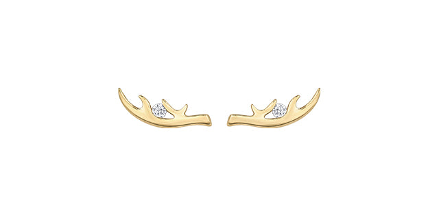 Aretes de oro amarillo de 10 quilates con diamantes canadienses de 0,04 quilates