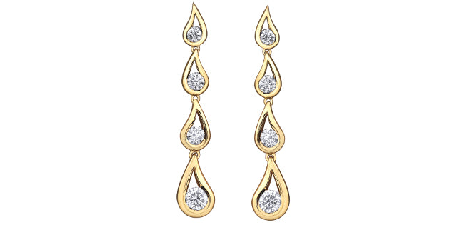 14K Yellow Gold 0.647cttw Canadian Diamond Dangle Earrings