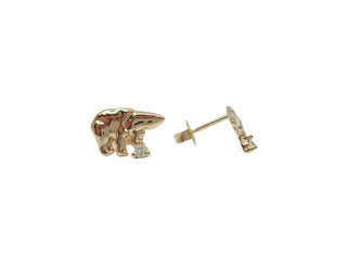Aretes de oso de hielo con diamantes de 0,06 quilates en oro amarillo de 14 quilates y parte posterior de mariposa - 11 mm x 7 mm